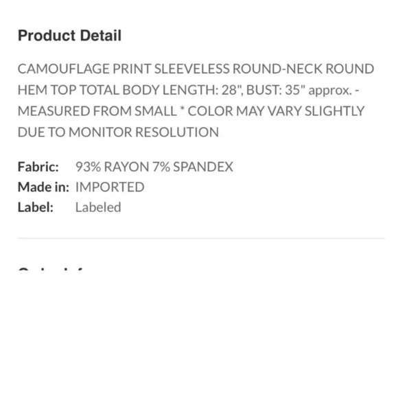 NWOT Camouflage tank top - Picture 3 of 3